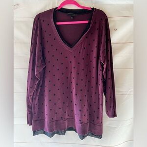 Lane Bryant pullover  Sweater Purple with black polka dits Dots sz 22/24